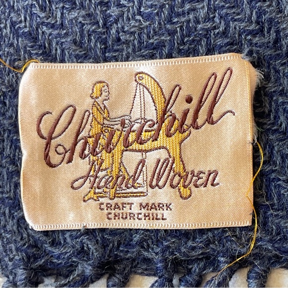 Churchill Hand Woven Wool Pink Blue Pastels Scarf 72 x 50” - Picture 3 of 12